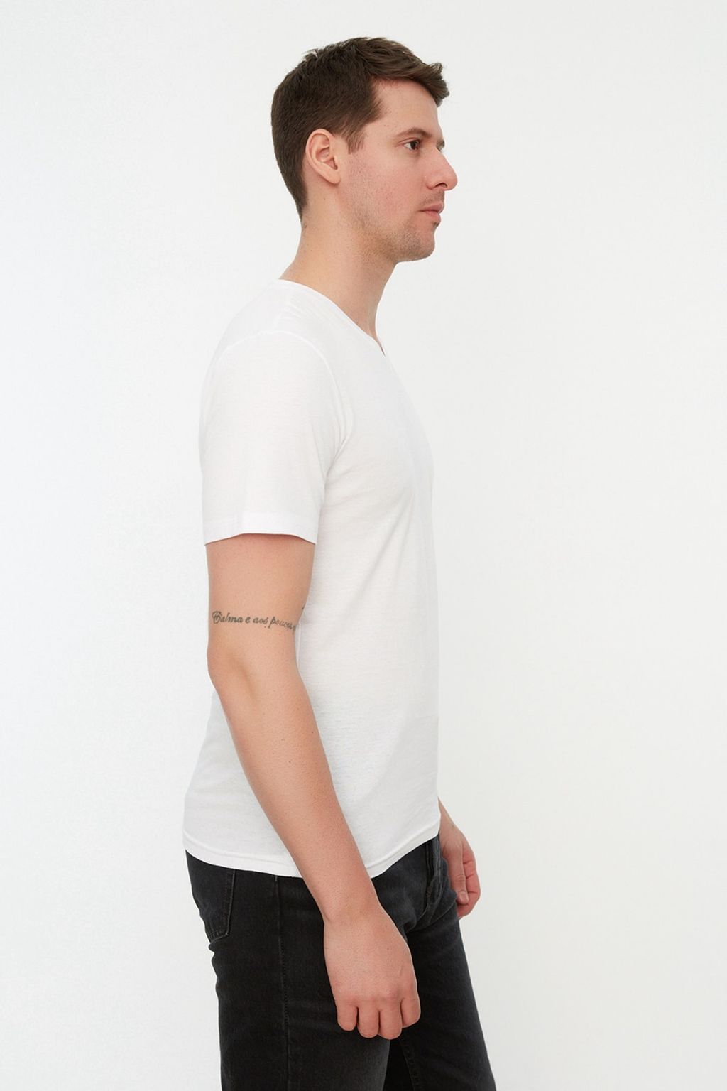 TRENDYOL MAN Vizon Slim/Dar Kesim Basic V Yaka K?sa Kollu %100 Pamuklu T-Shirt TMNSS19BO0002 - Trendyolmilla фото 7
