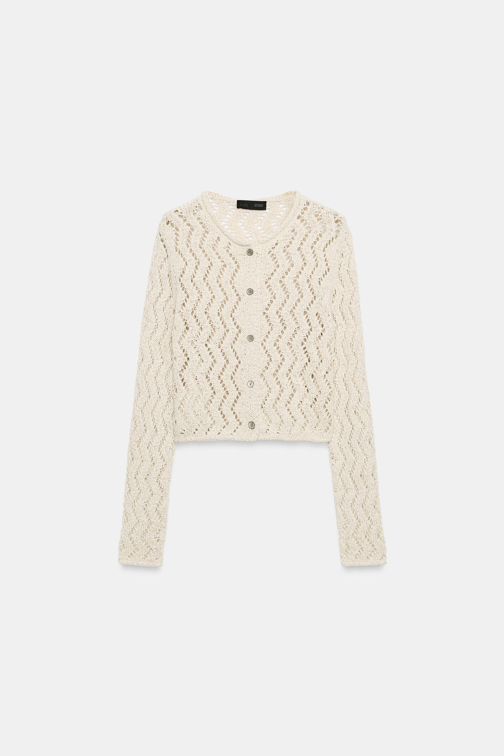CHAQUETA PUNTO CALADO ZIGZAG / Crudo - Zara фото 6