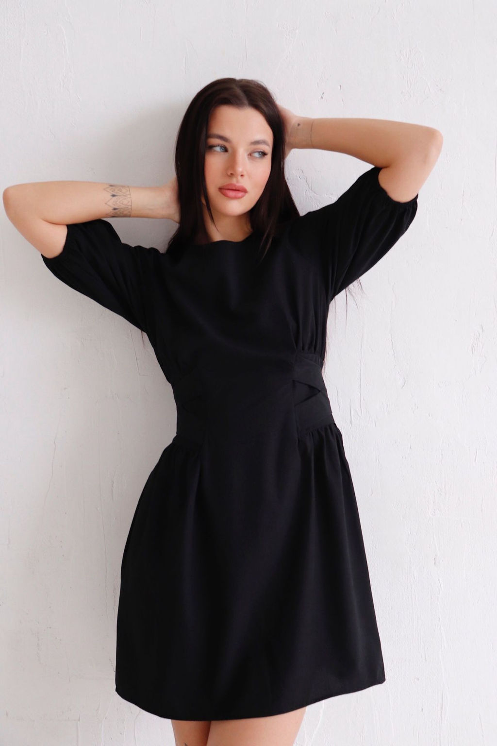 11435 Платье чёрное с объёмными рукавами - Martichelli фото 11