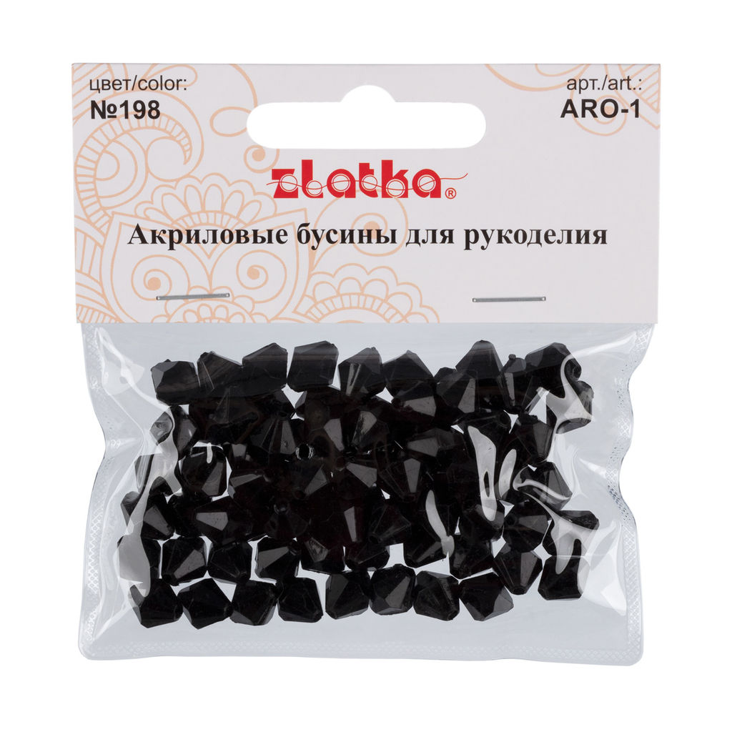 Бусина Zlatka акрил ARO-1 9 х 10 мм 25 г 198 черный  фото 3