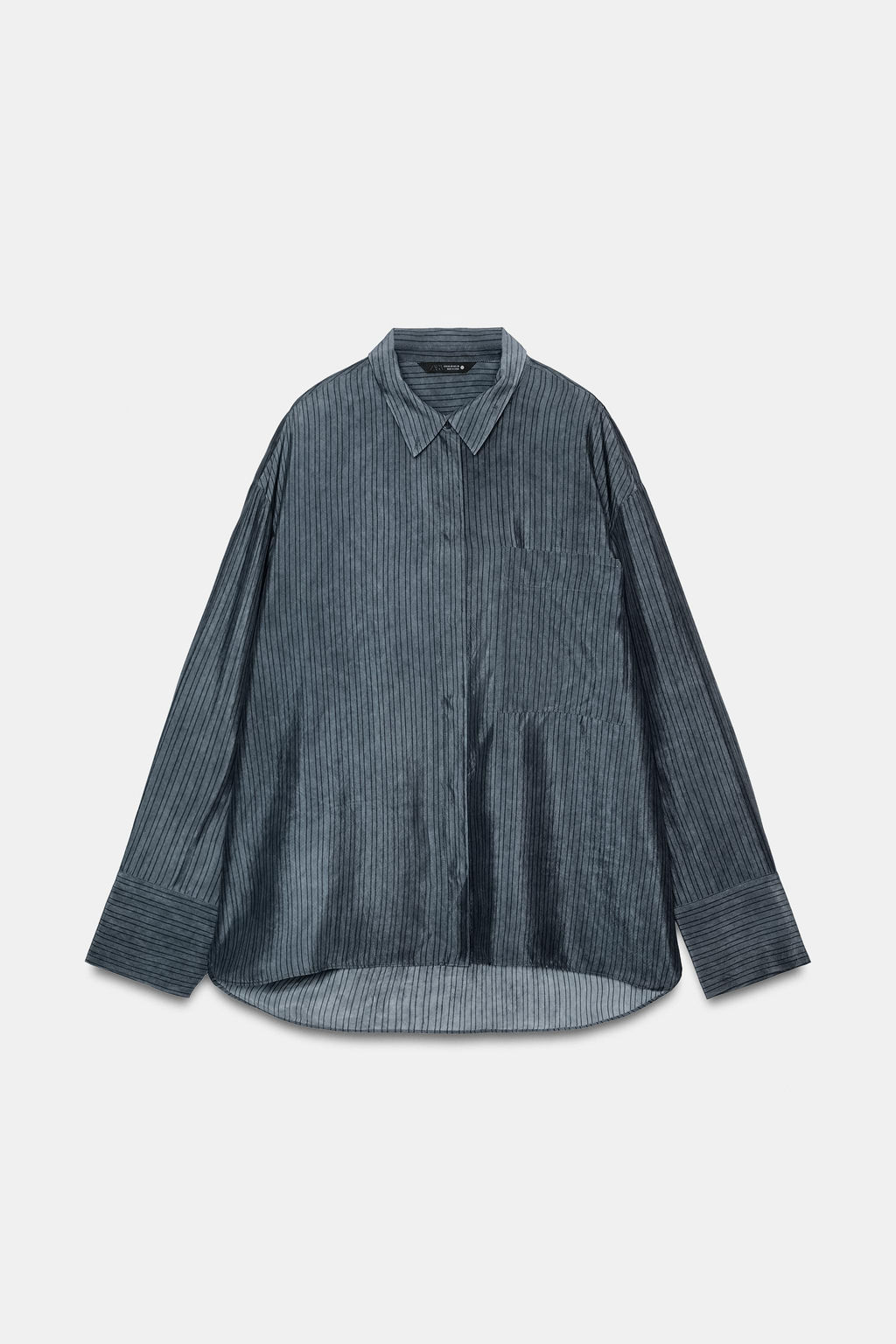CAMISA OVERSIZE FLUIDA RAYAS ZW COLLECTION / Azul - Zara фото 6