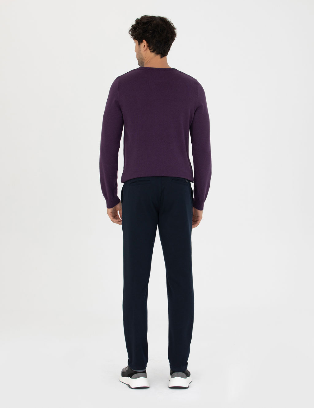 Lacivert Slim Fit Beli Lastikli Ba_c_kl_ Kanvas Pantolon