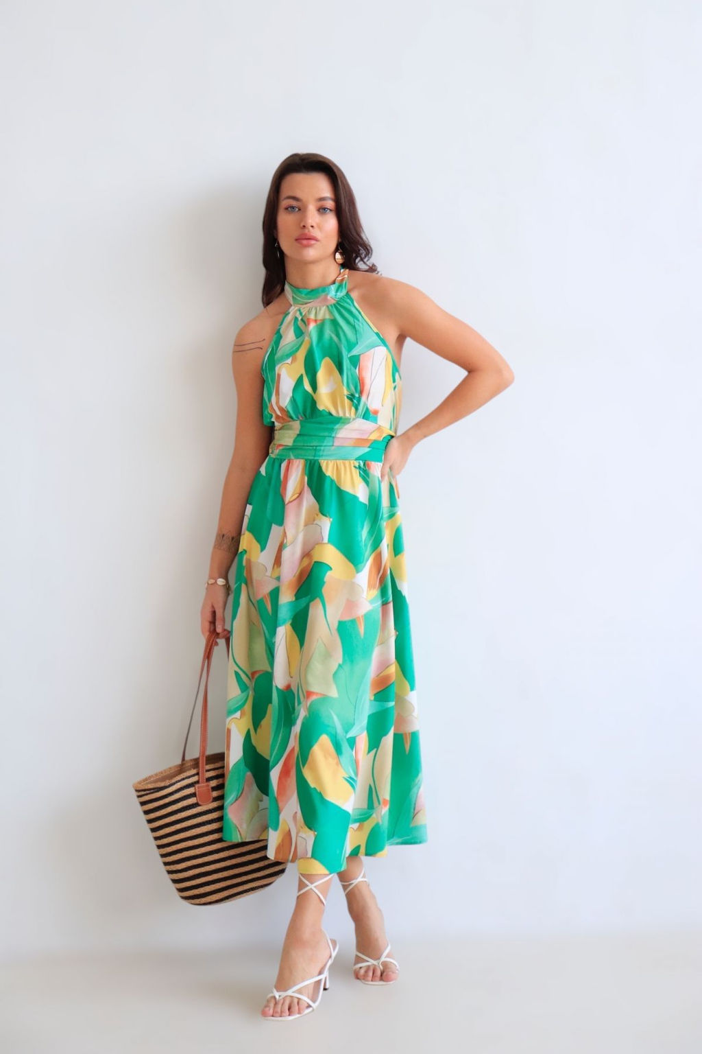 Martichelli Платье зелёное с принтом  фото 9