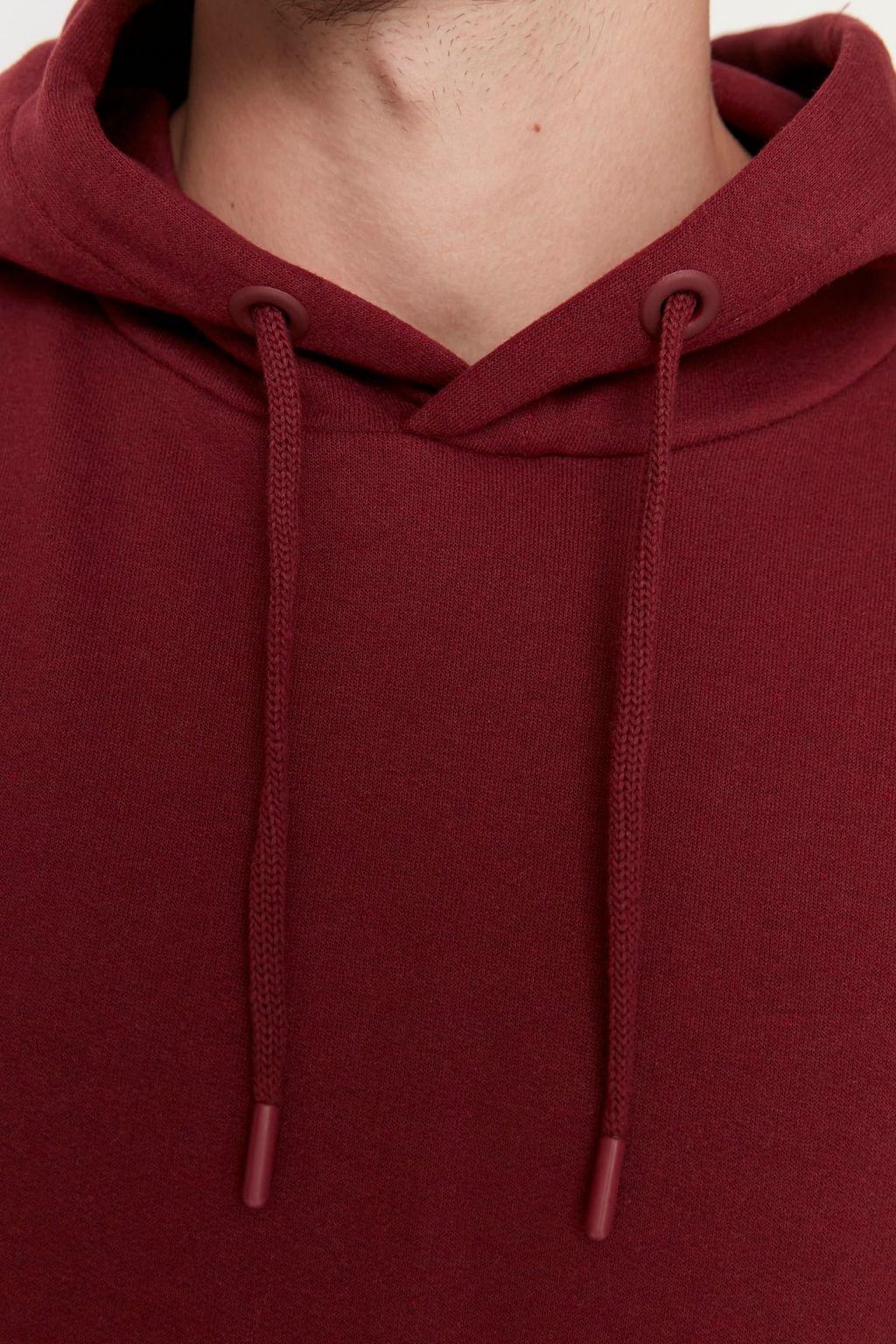 Bordo Oversize/Genis Kesim Kapusonlu Ici Polar/S?cak Tutan Sweatshirt TMNAW23SW00195