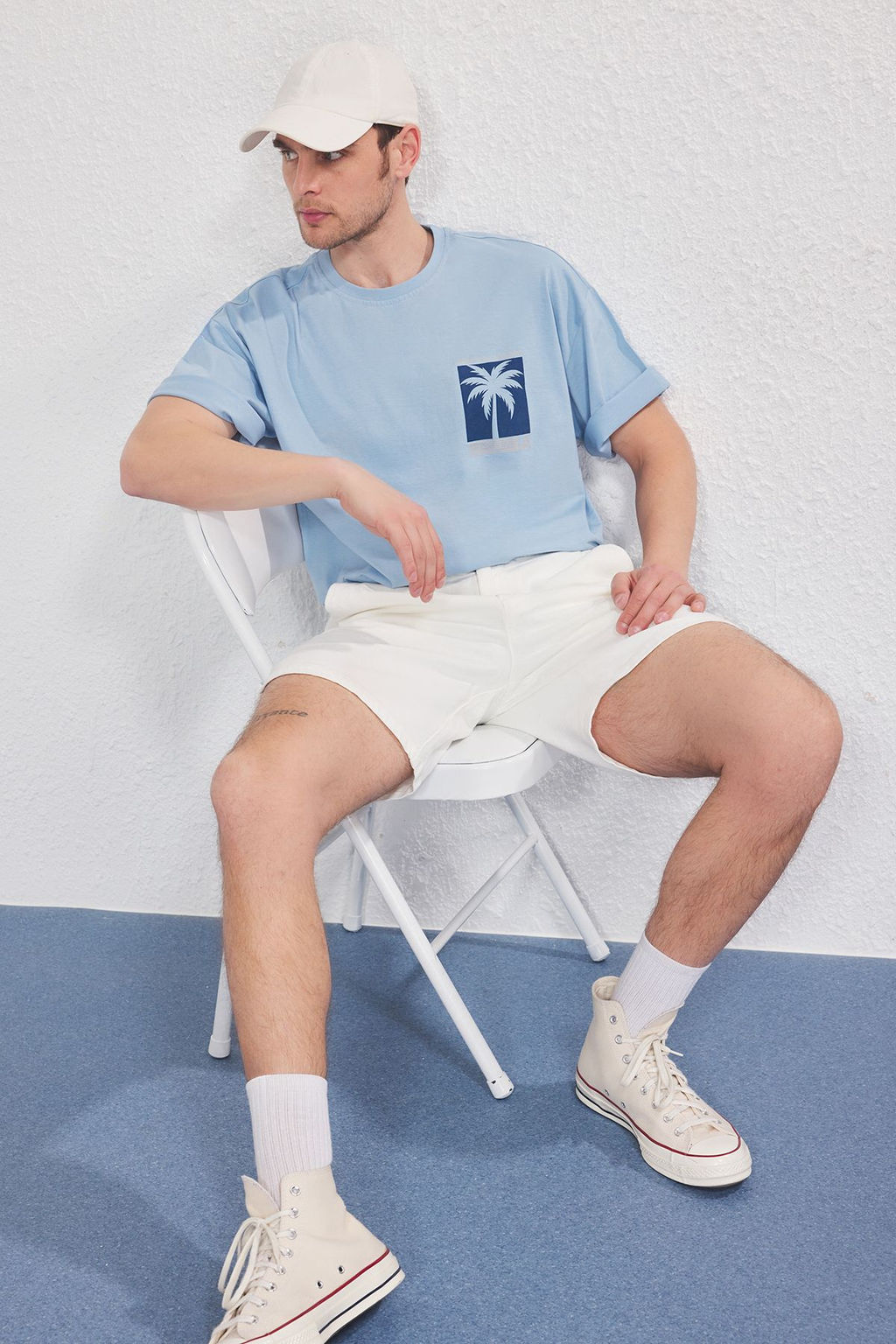 TRENDYOL MAN Mavi-Antrasit Oversize/Genis Kesim 2li Paket Bask?l?-Duz %100 Pamuk T-Shirt TMNSS25TS00212 - Trendyolmilla фото 6