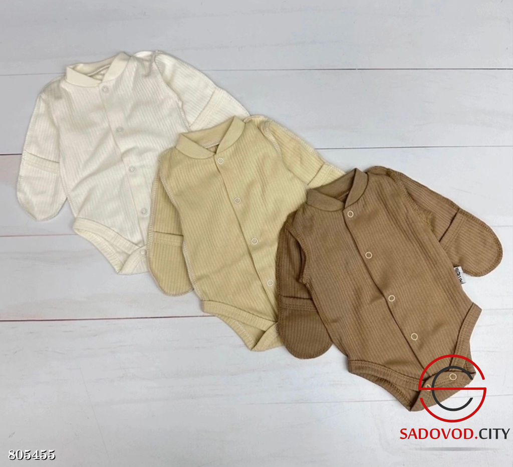 Боди с длинными рукавами для новорождённых 1 шт
