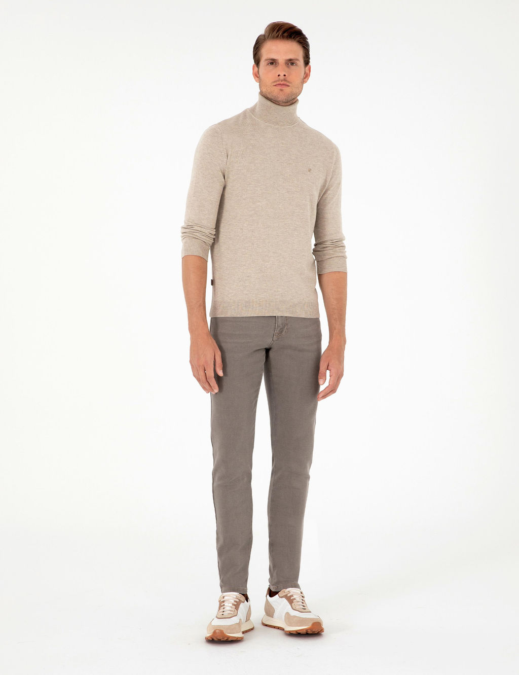Kum Melanj Slim Fit Bal_k__ Yaka Basic Triko Kazak - Pierre cardin фото 4