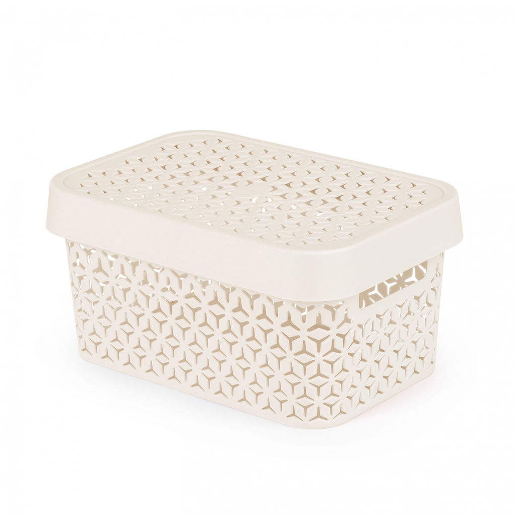 Корзина "Элемент" 5л (с крышкой)(бежевый) М9118
