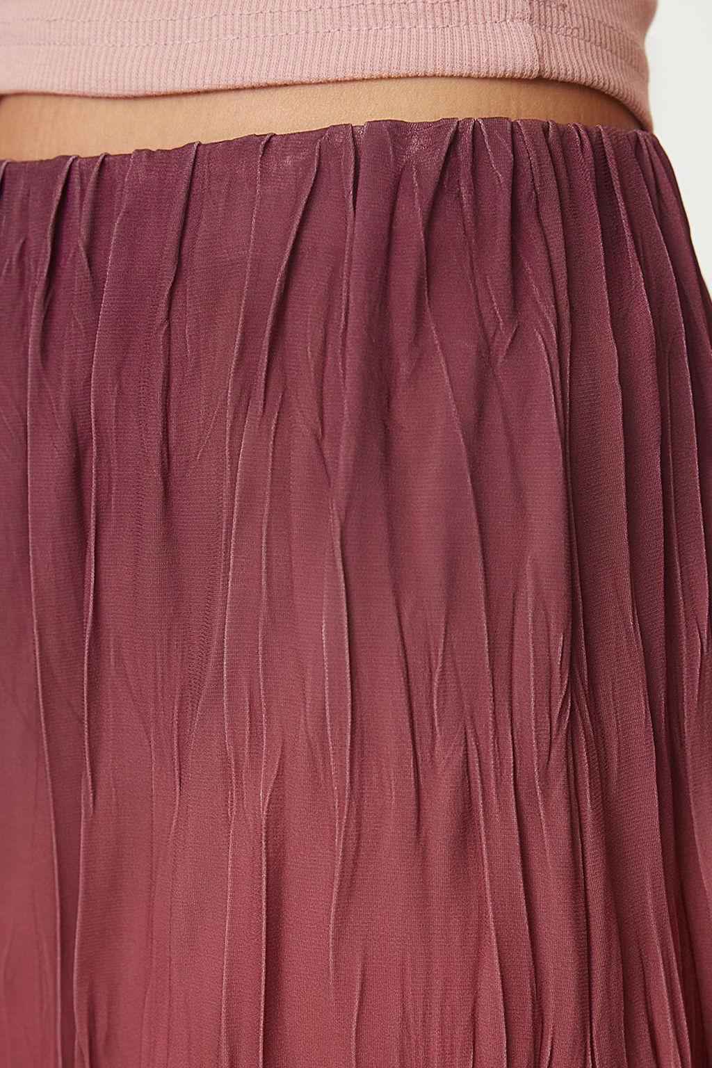 Bordo Klos Degrade Gecisli K?r?s?k Pilise Maxi Esnek Etek TWOAW25ET00112 - Trendyolmilla фото 4