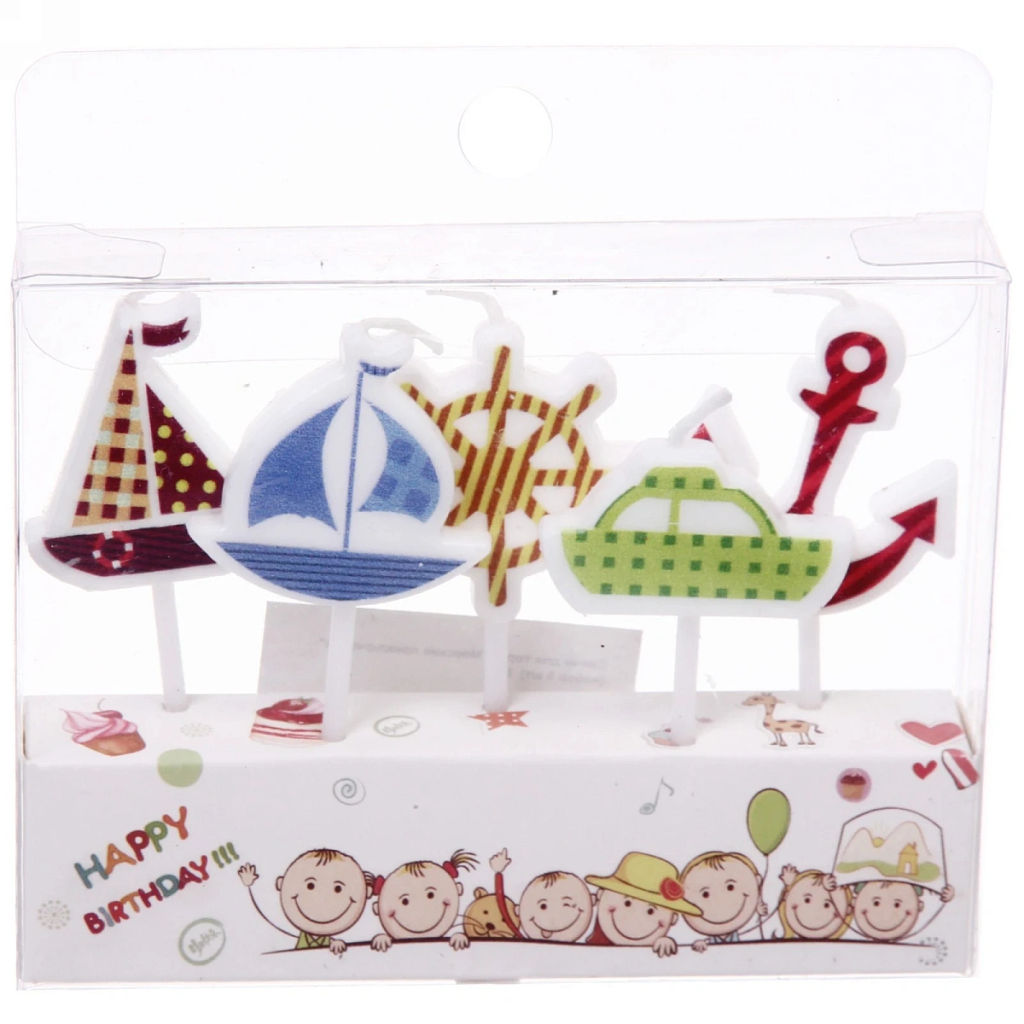 Цена за 12 шт. Свечи для торта "Морские приключения" (набор 5 шт) 8 см