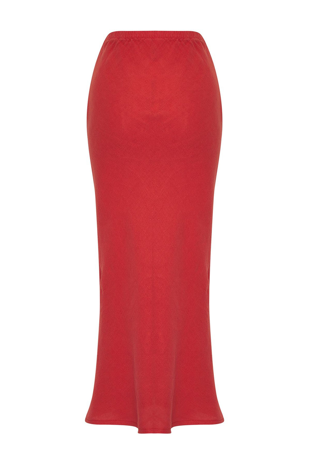 TRENDYOLMILLA Vizon %100 Keten Beli Lastikli Yuksek Bel Midi Etek TWOSS24ET00152  фото 6