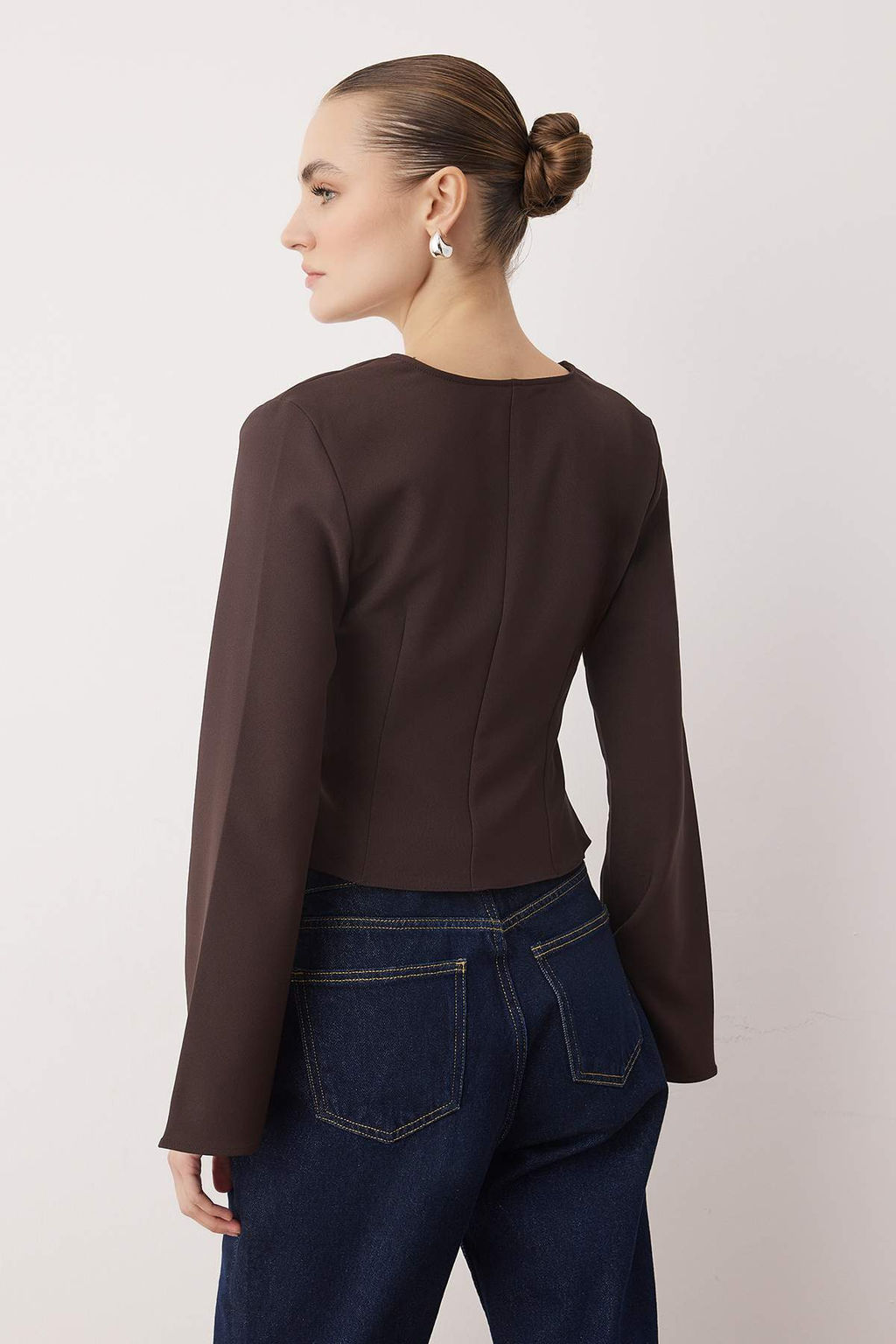 Kahverengi Dokuma Bluz TWOAW26BZ00348 - Trendyolmilla фото 4