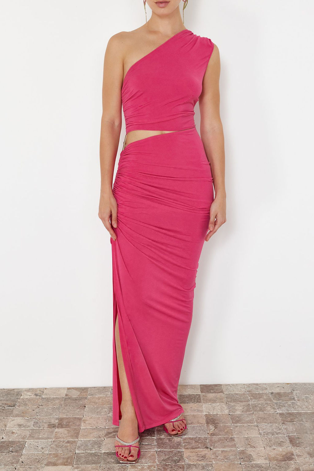 Limited Edition Fusya Vucuda Oturan Aksesuarl? Gece Uzun Abiye Elbise TPRSS24AE00046 - Trendyolmilla фото 4