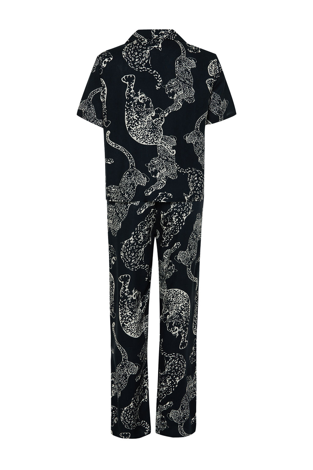 Trendyolmilla Antrasit Kaplan Desenli Viskon Dokuma Pijama Tak?m? THMSS24PT00289 фото 8