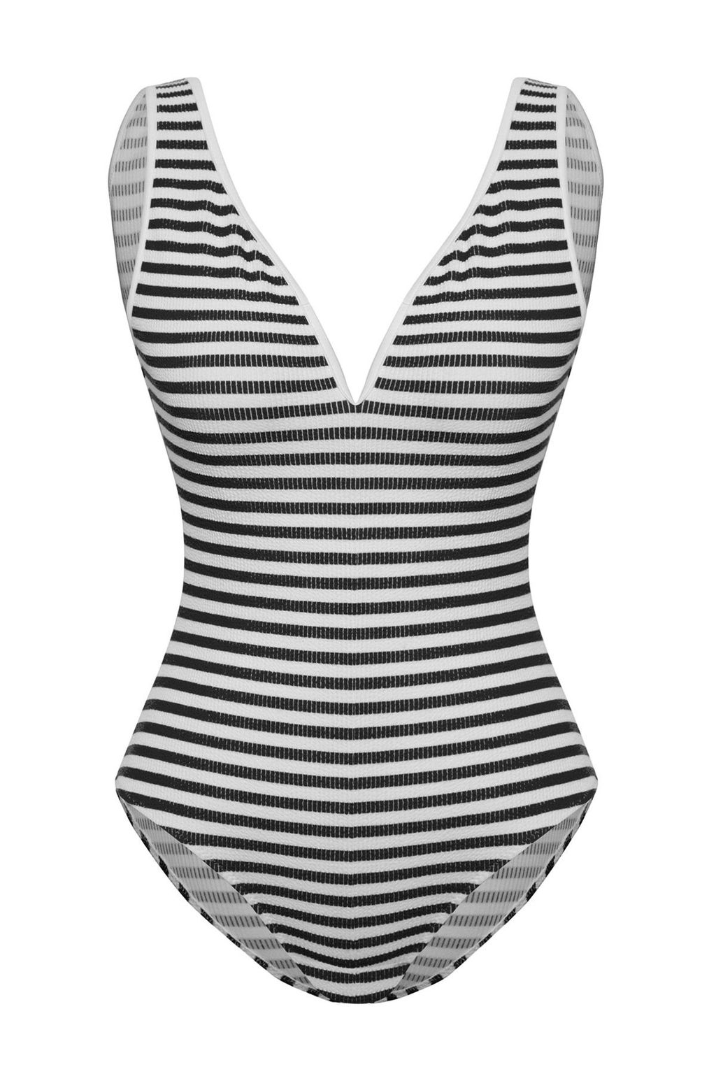 TRENDYOLMILLA Siyah-Beyaz Cizgili V Yaka Dokulu Regular Mayo TBESS25MA00094  фото 8