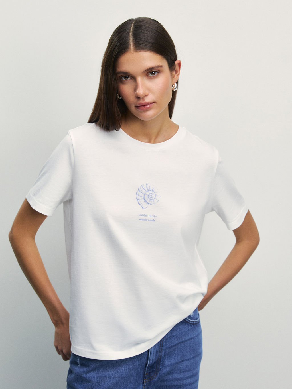 Футболка прямого кроя с принтом / Zarina  фото 3