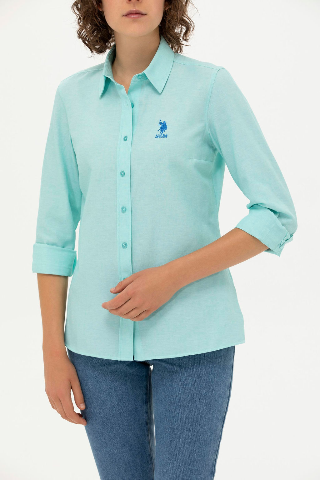 U. S. Polo Assn Женская мятная базовая рубашка с длинным рукавом - U.s. polo assn фото 6