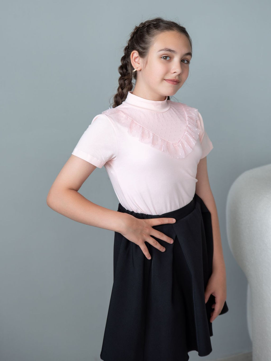 Джемпер с коротким рукавом для девочки 61319 Нежно-розовый* 300 Lets go - Let's go фото 5