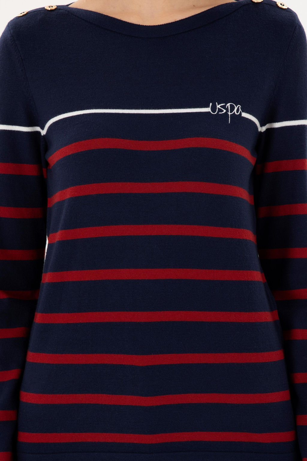 Женский темно-синий свитер с круглым вырезом - U.s. polo assn фото 6