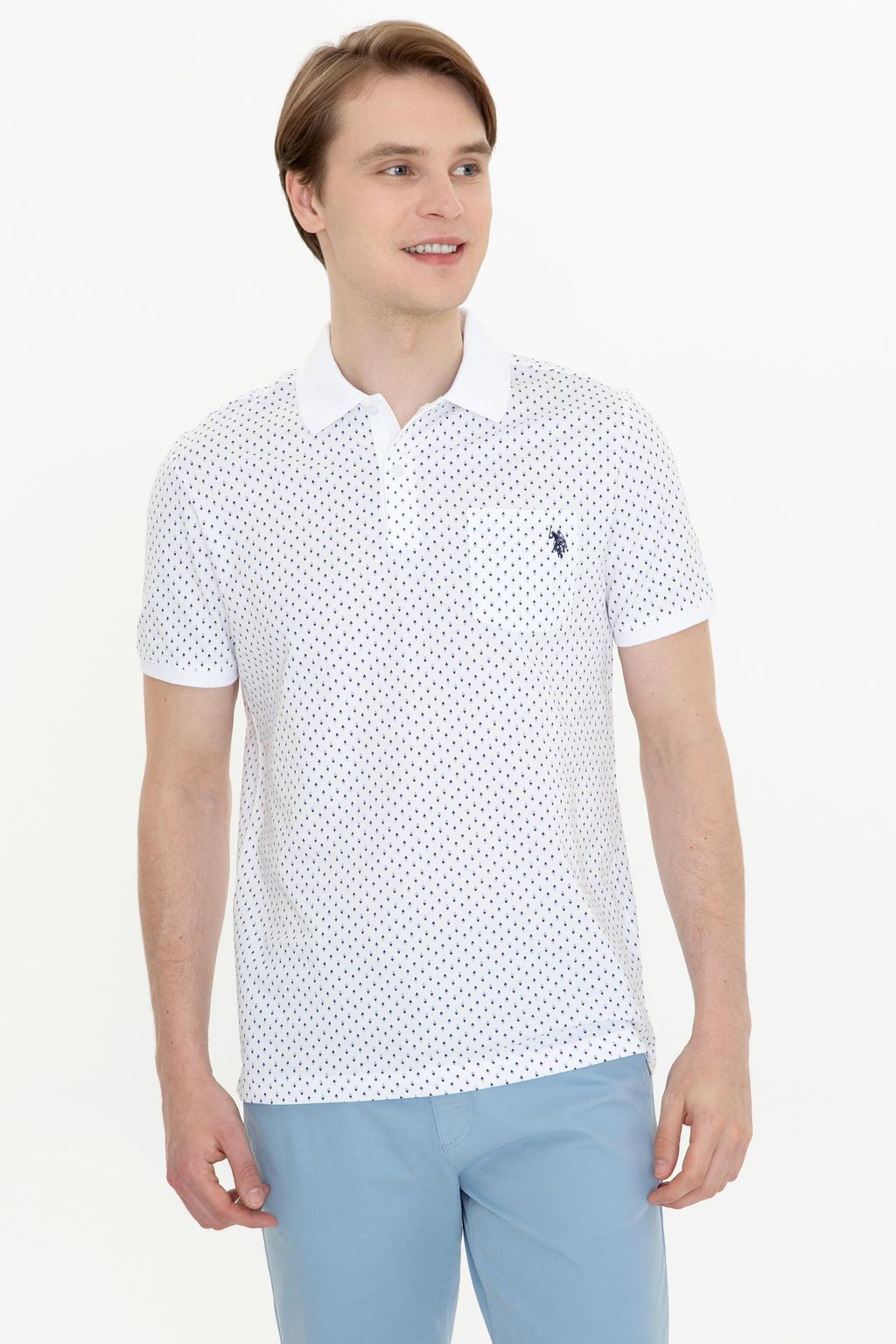 U. S. Polo Assn Мужская темно-синяя футболка с воротником-поло - U.s. polo assn фото 3