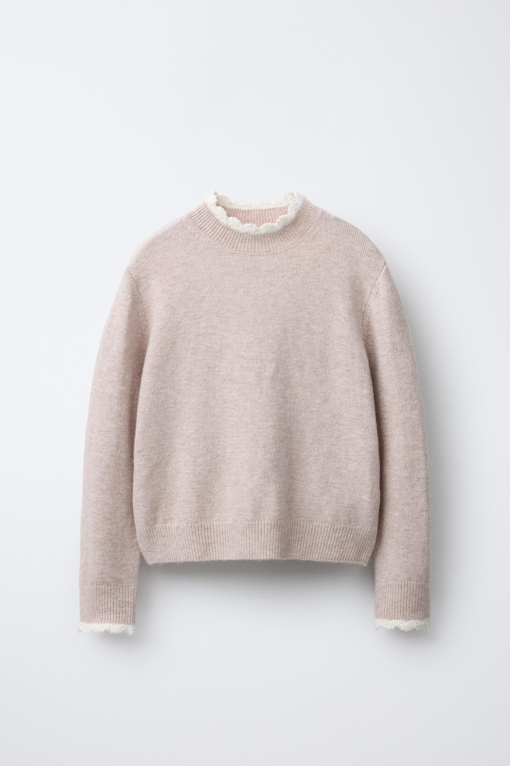CROCHET TRIM KNIT SWEATER