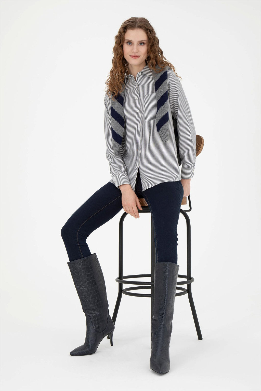 Женская темно-синяя рубашка с длинным рукавом Неожиданная скидка в корзине - U.s. polo assn фото 4