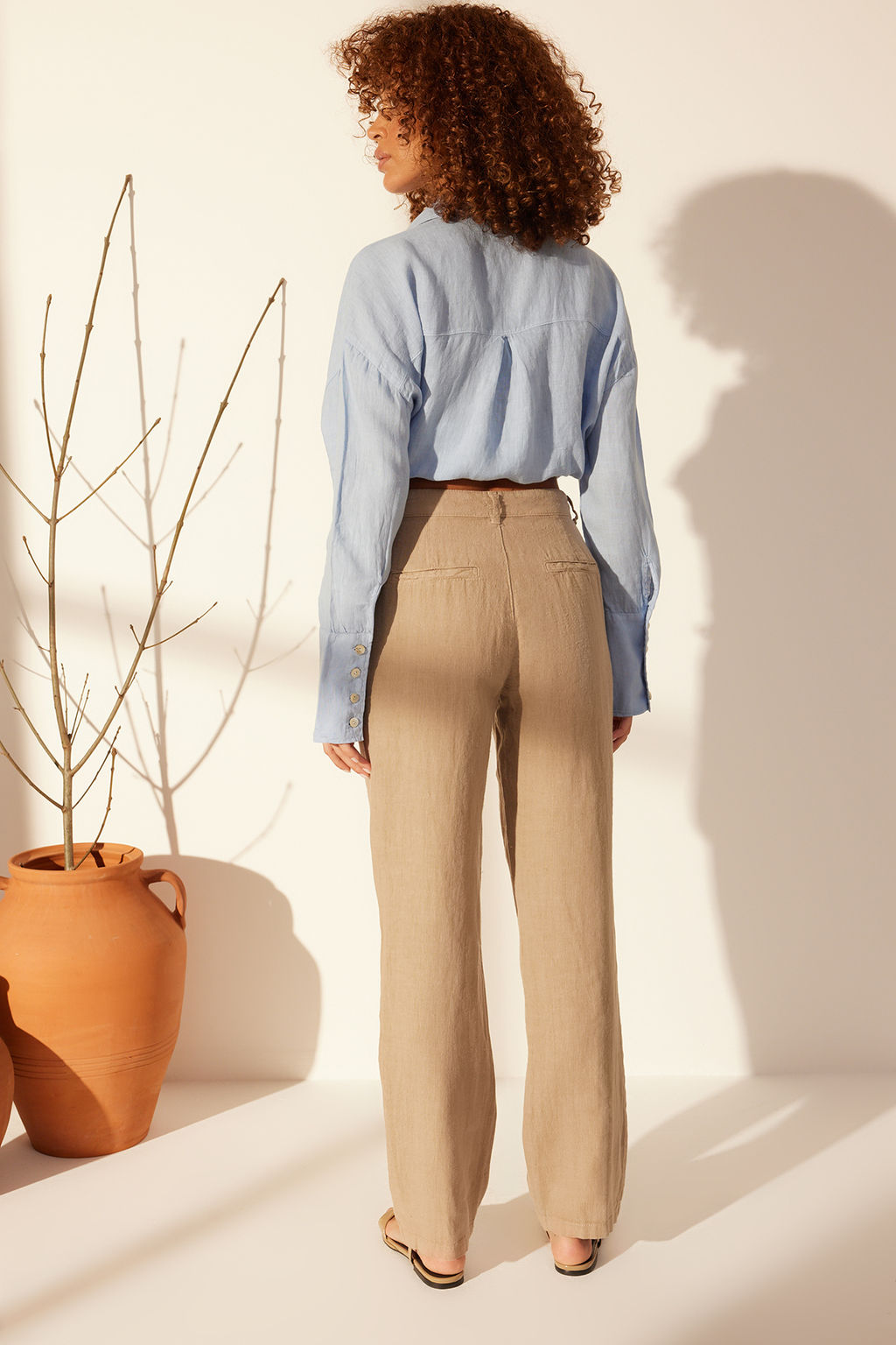 Haki %100 Keten Yuksek Bel Wide Leg Pantolon TWOSS24JE00246 - Trendyolmilla фото 18