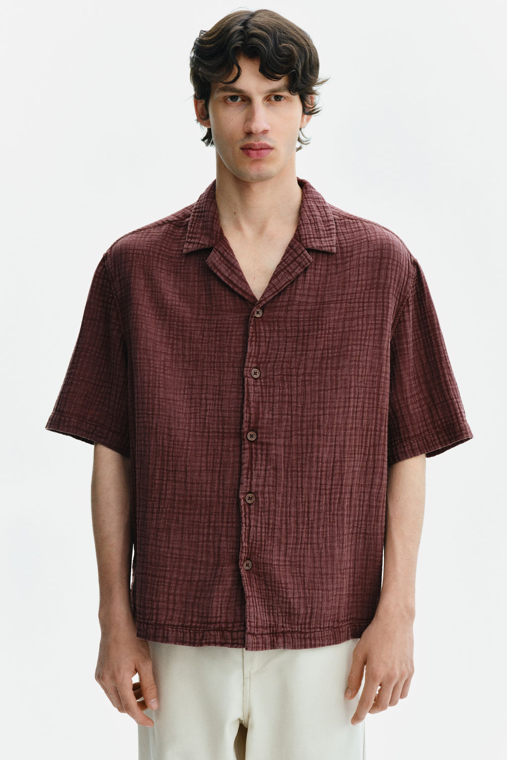 Camisa de muselina de manga corta Relaxed Fit - H&m фото 6