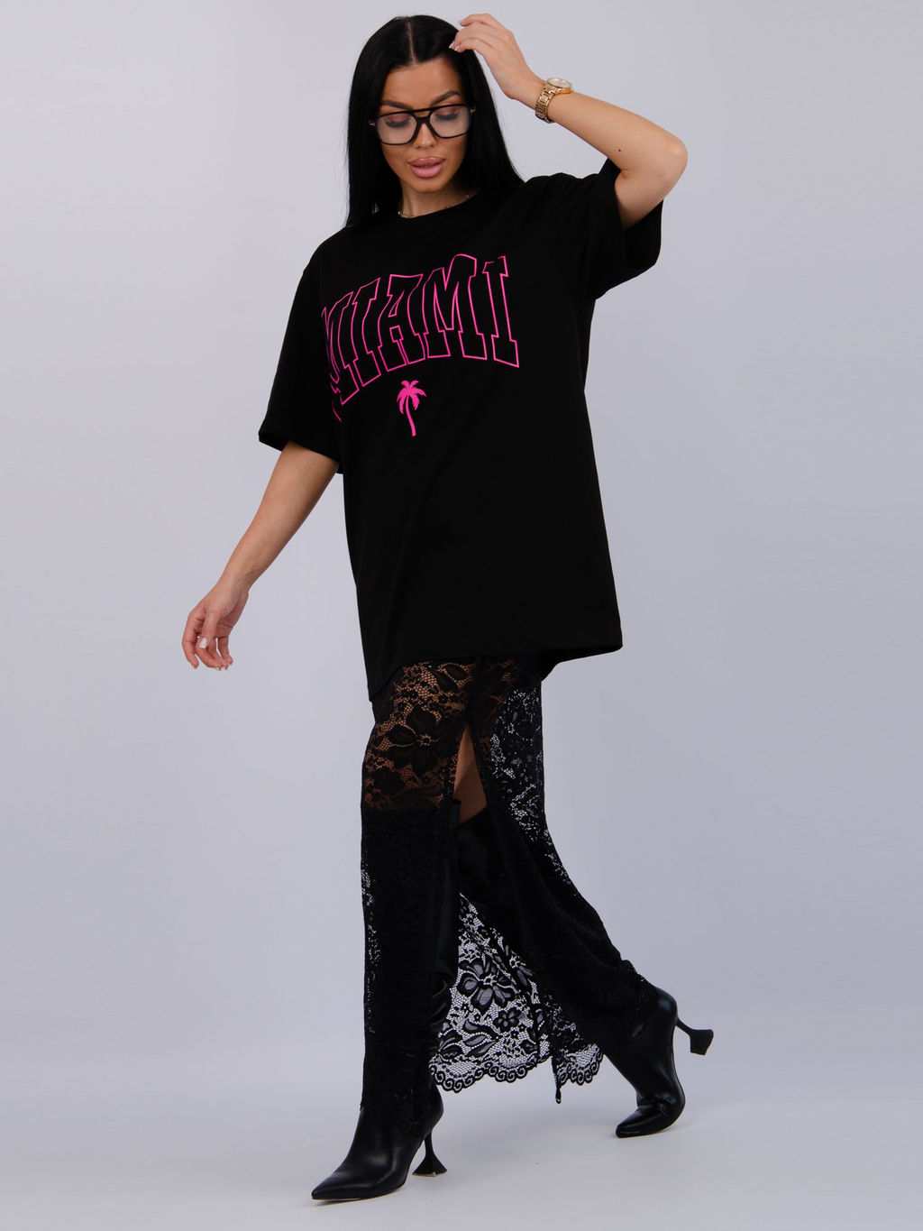 Костюм Монохром 2 чёрный, трикотаж - Малина фото 7