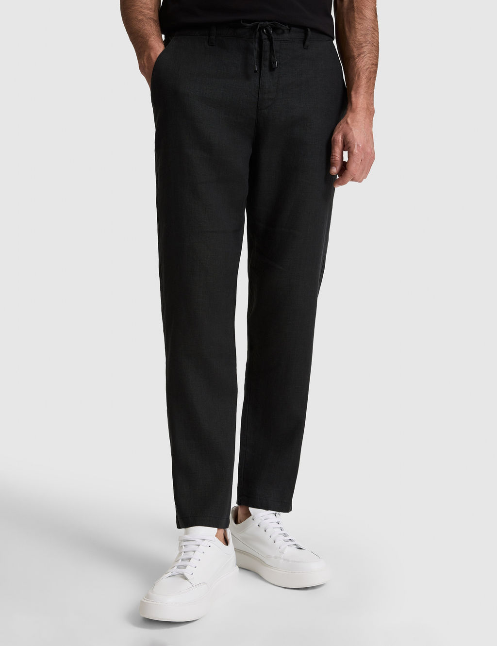 Siyah Carrot Fit %100 Keten Kanvas Pantolon
