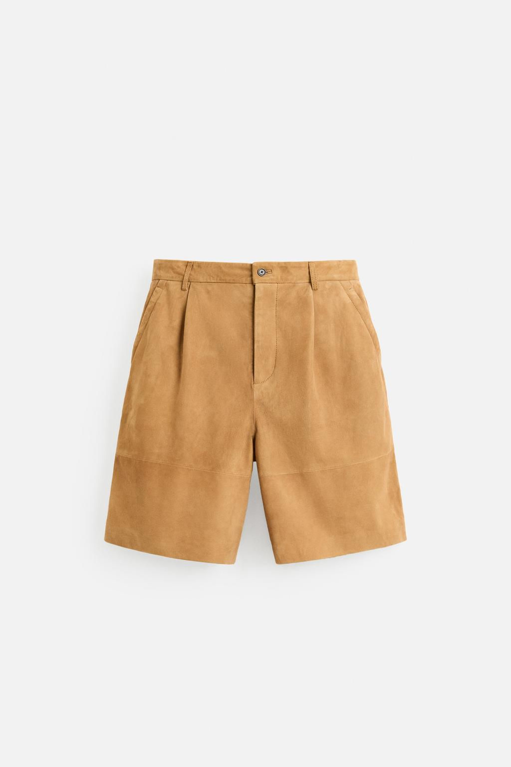 PLEATED SUEDE LEATHER BERMUDA SHORTS - Zara фото 7