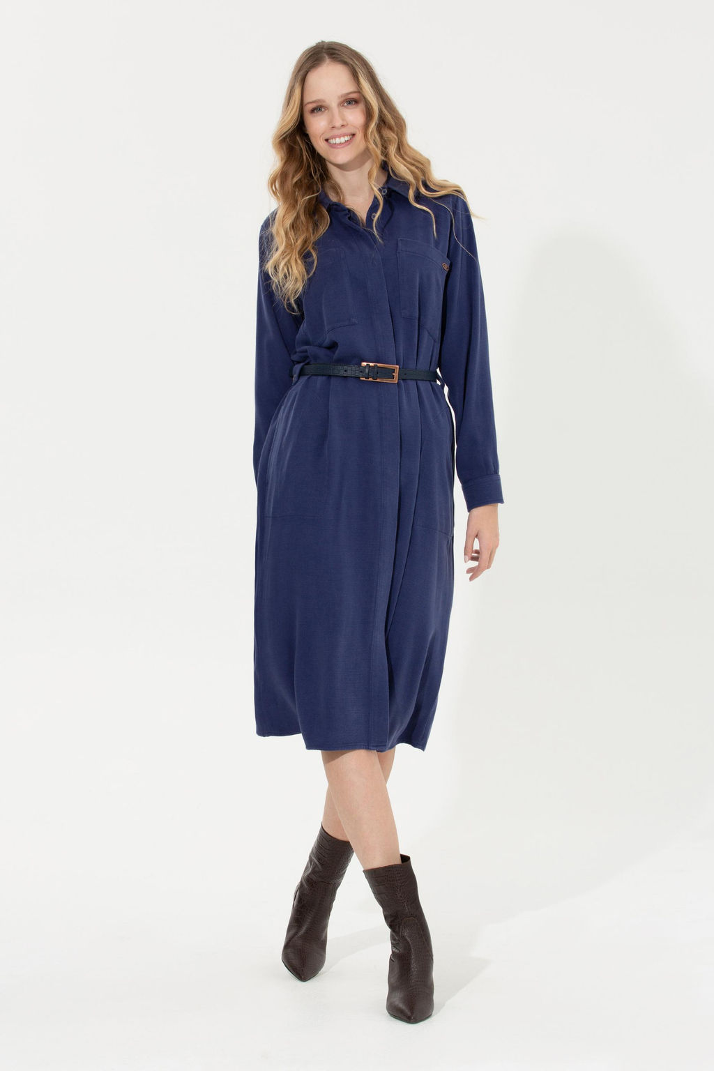 Женское синее тканое платье Неожиданная скидка в корзине - U.s. polo assn фото 10