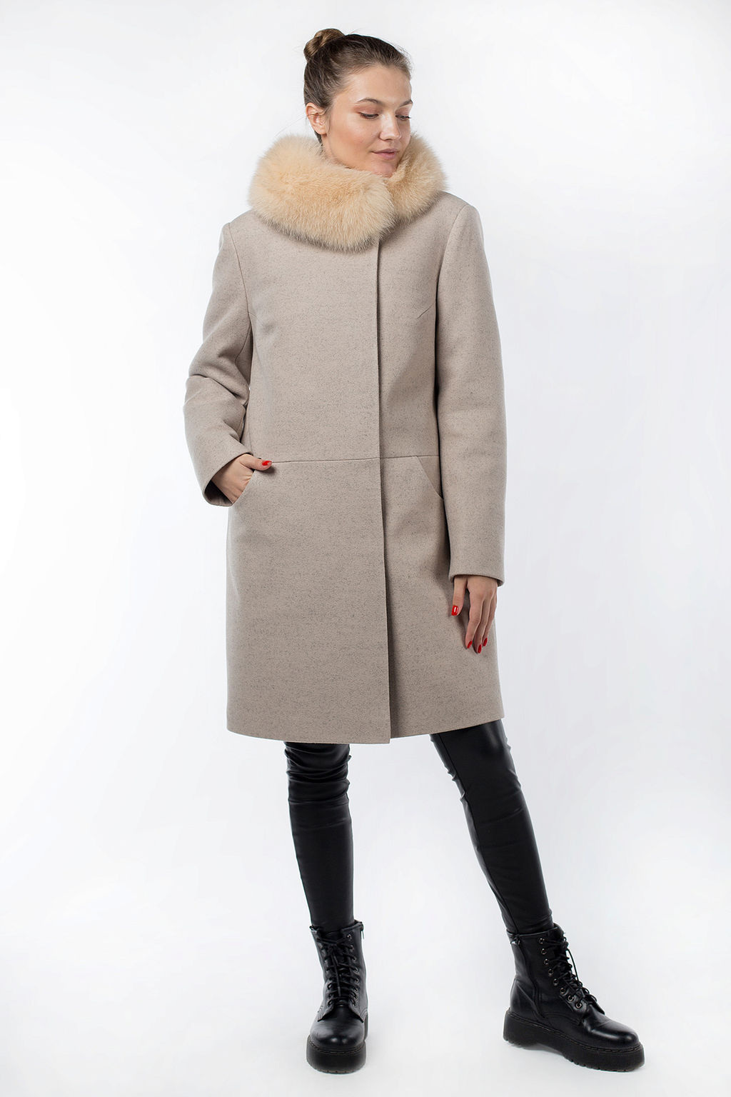 Мех натуральный (песец) Пальто утепленное Синтепон 200 г - El podio фото 2