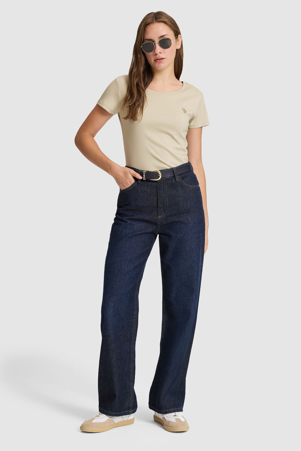Kad_n A__k Haki Bisiklet Yaka Basic Ti__rt - U.s. polo assn фото 4