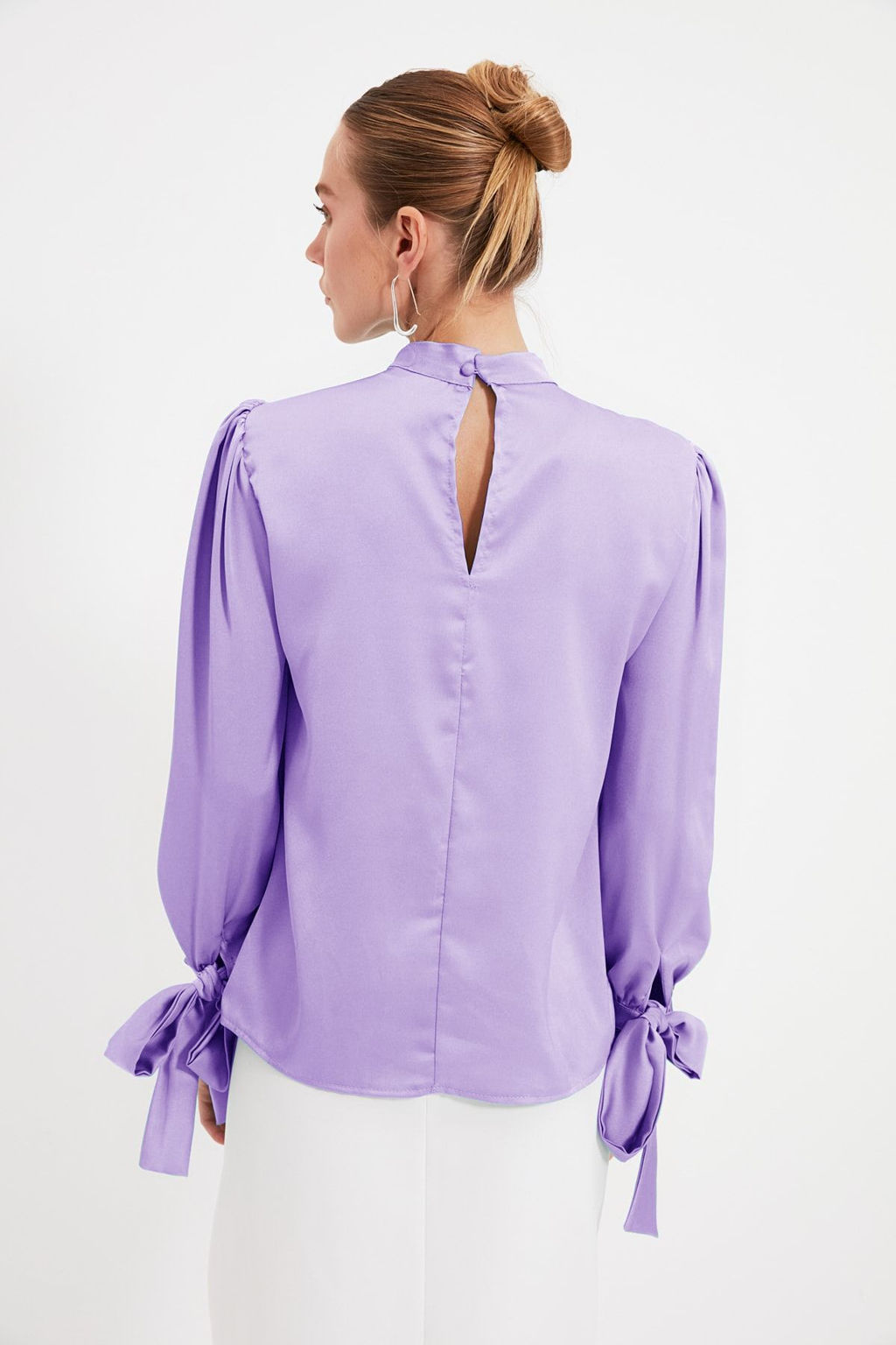 Lila Baglama Detayl? Dokuma Dokuma Bluz TOFAW19FG0082