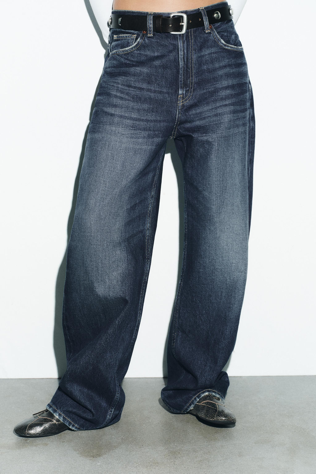 TRF STRAIGHT WIDE HIGH-WAIST JEANS - Zara фото 2