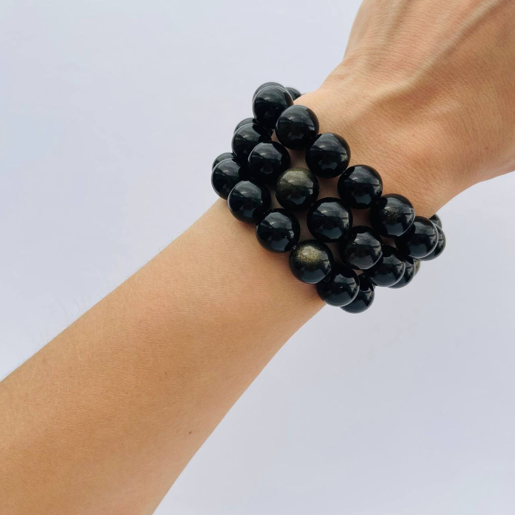 Бусины для украшений из золотистого Обсидиана (32 бусины) 39 см