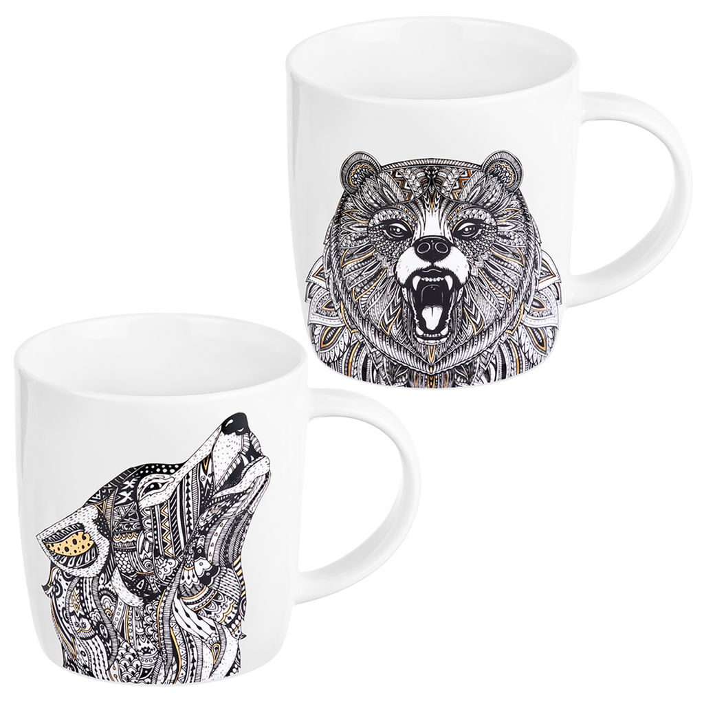 Набор 2 кружек 380 мл 12,5*9*9,3 см "Медведь и волк" NEW BONE CHINA