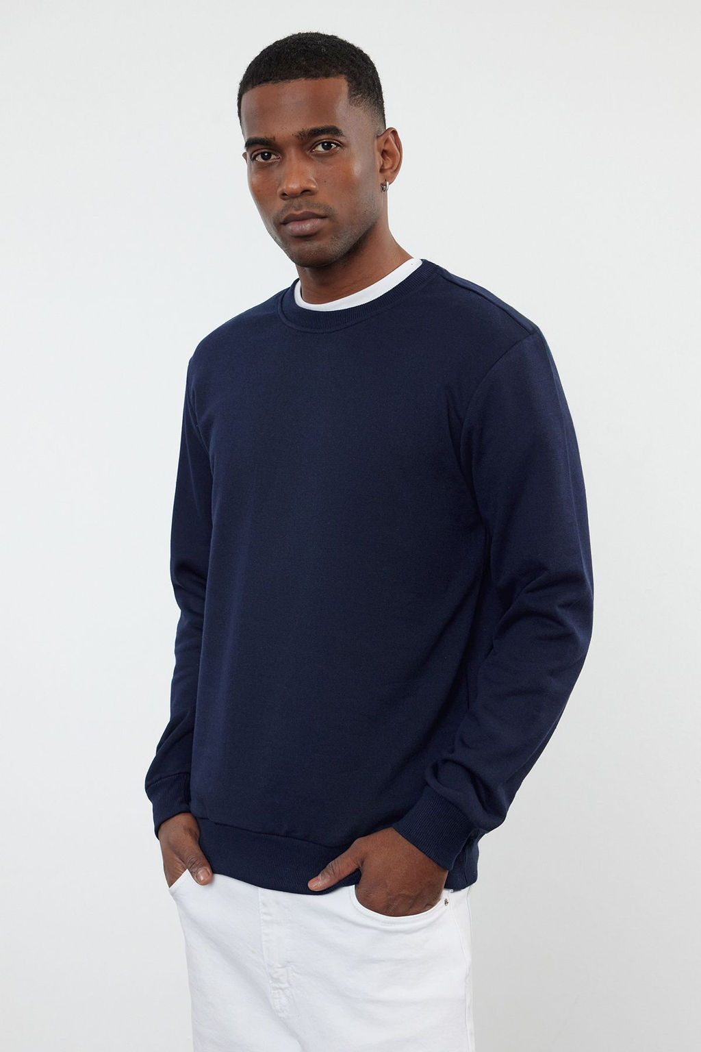 Lacivert Regular/Normal Kesim Ici Polar/S?cak Tutan Sweatshirt TMNAW21SW1208