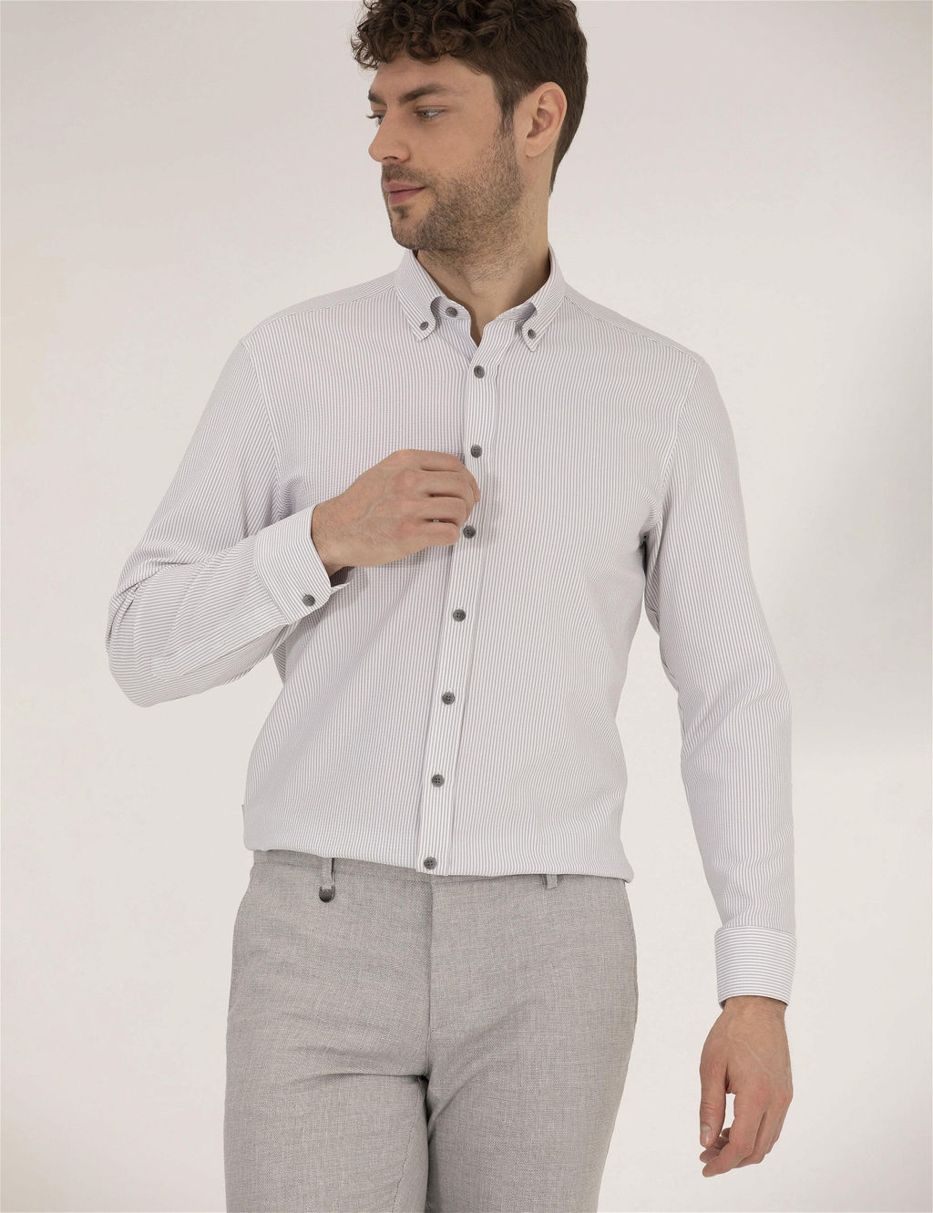 Antrasit Slim Fit Uzun Kollu G_mlek - Pierre cardin фото 3
