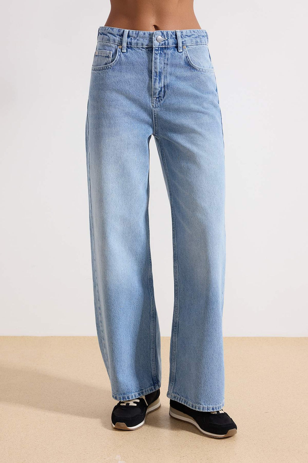 Siyah Beli Ayarl? Yuksek Bel Wide Leg/Genis Paca Jeans TWOAW26JE00265 - Trendyolmilla фото 9