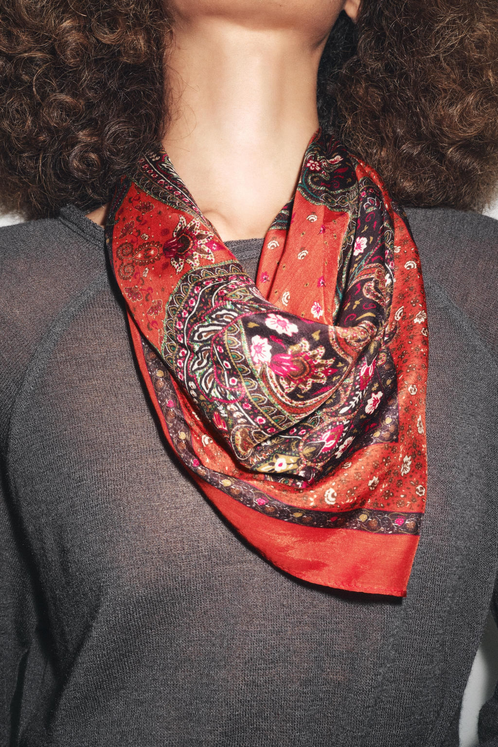 PRINTED SCARF WITH SILK - Zara фото 2