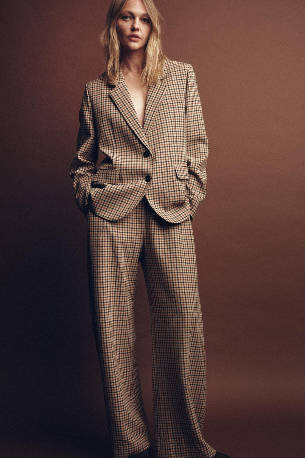 ZW COLLECTION CHECK STRAIGHT BLAZER