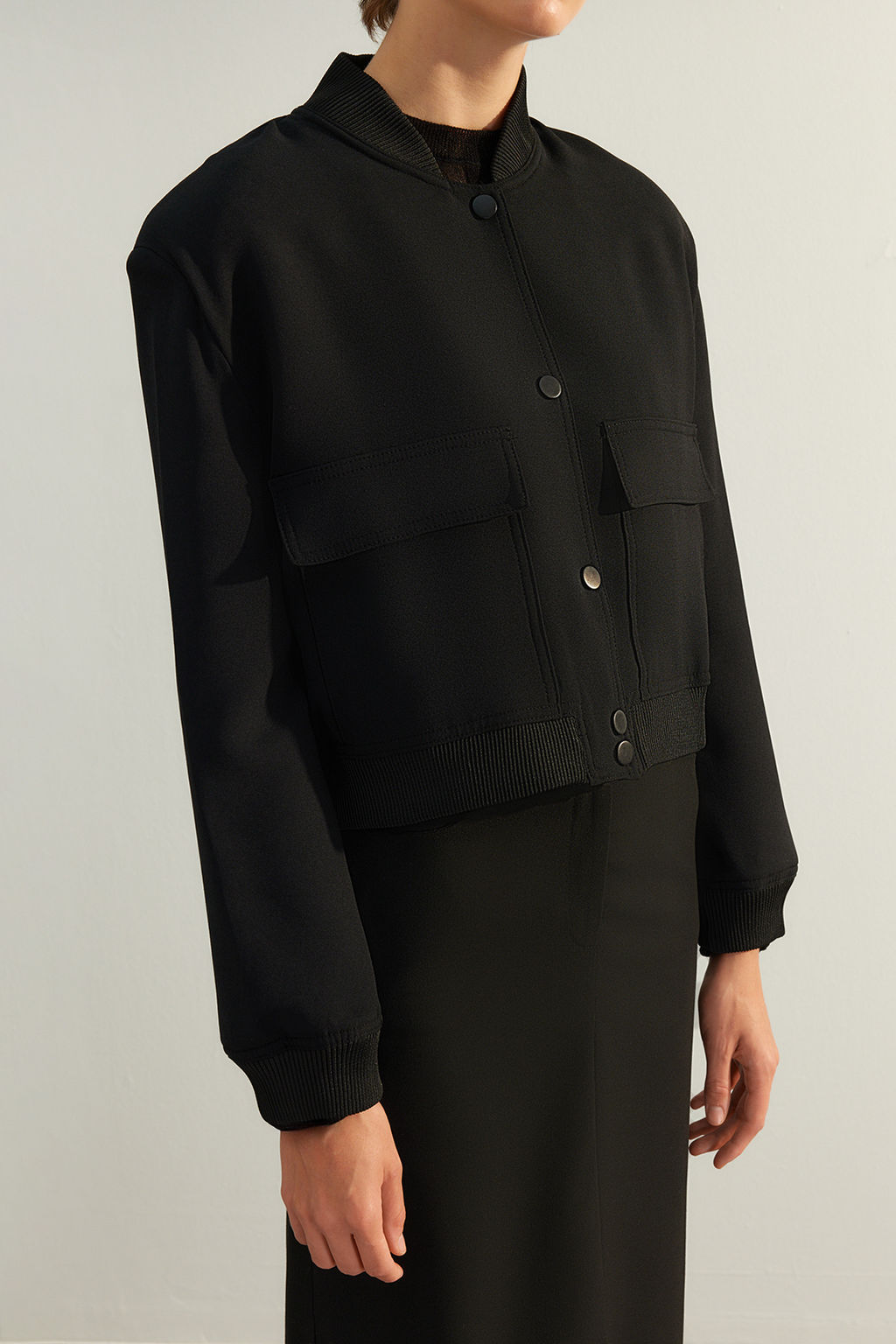 Siyah Premium Bomber Crop Dokuma Ceket TWOAW24CE00047 - Trendyolmilla фото 11