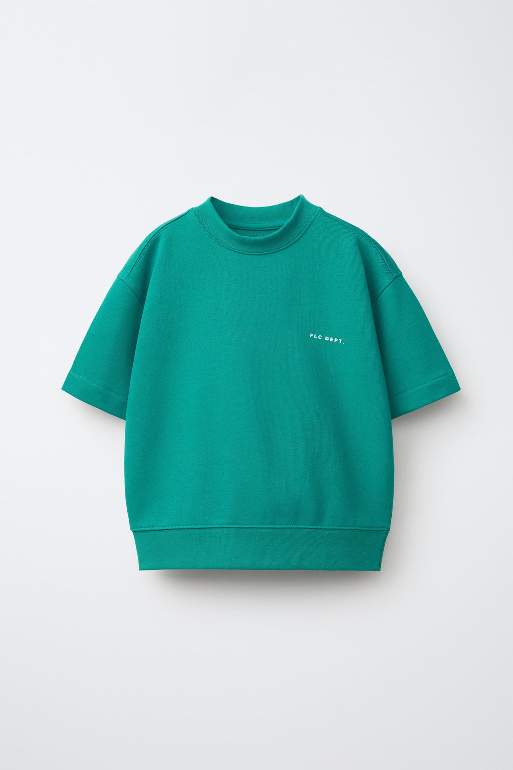 SUDADERA MANGA CORTA TEXTO RELIEVE / Verde