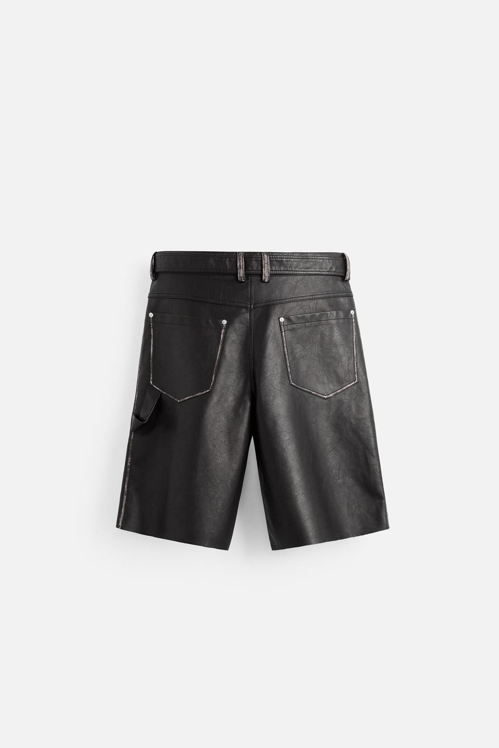 LEATHER-EFFECT BERMUDA SHORTS WITH BELT - Zara фото 9