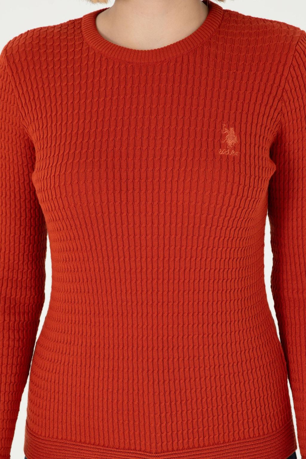 Женский базовый свитер кирпичного цвета Неожиданная скидка в корзине - U.s. polo assn фото 6
