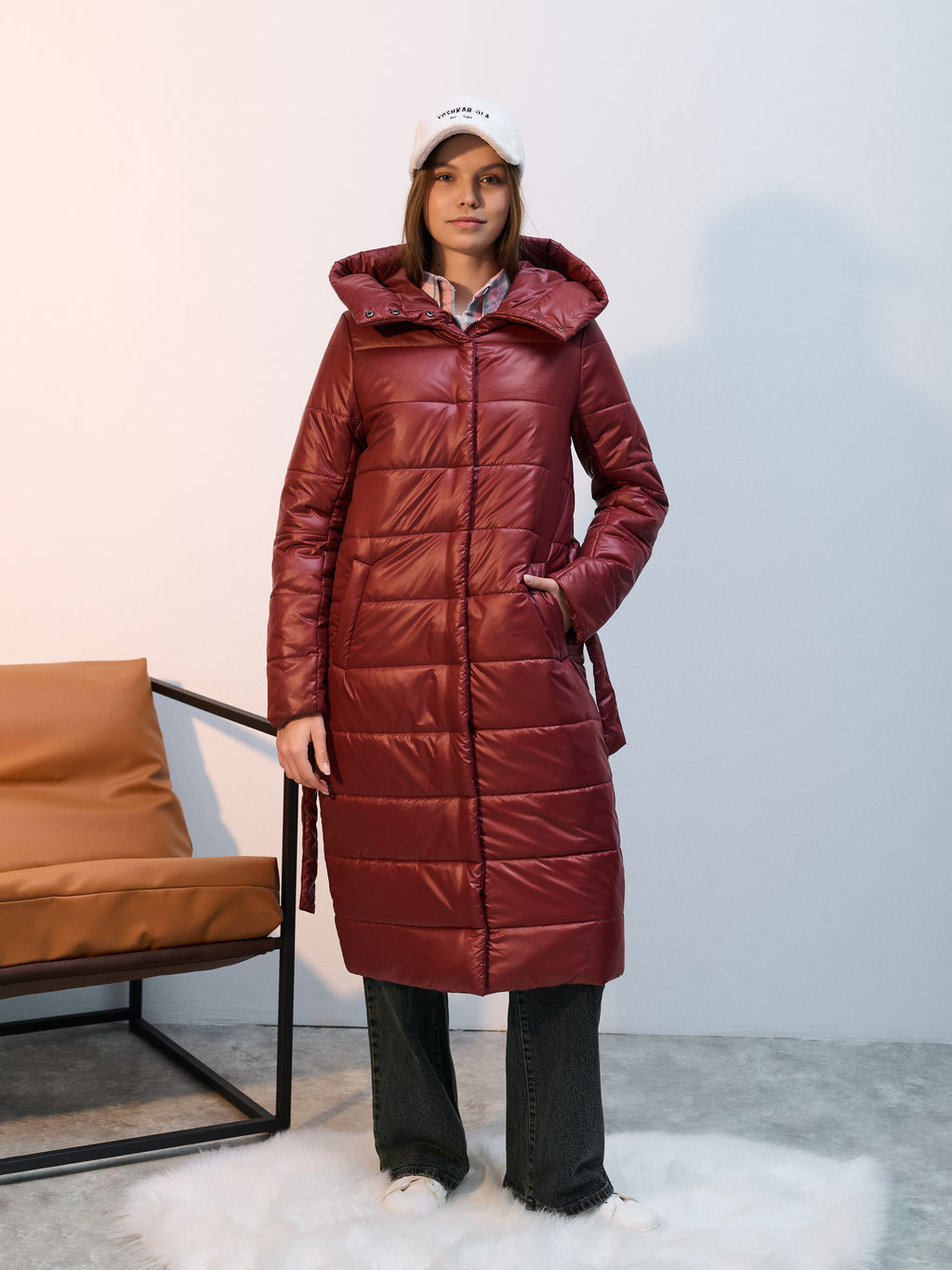 Пальто демисезонная "Анель" бордо