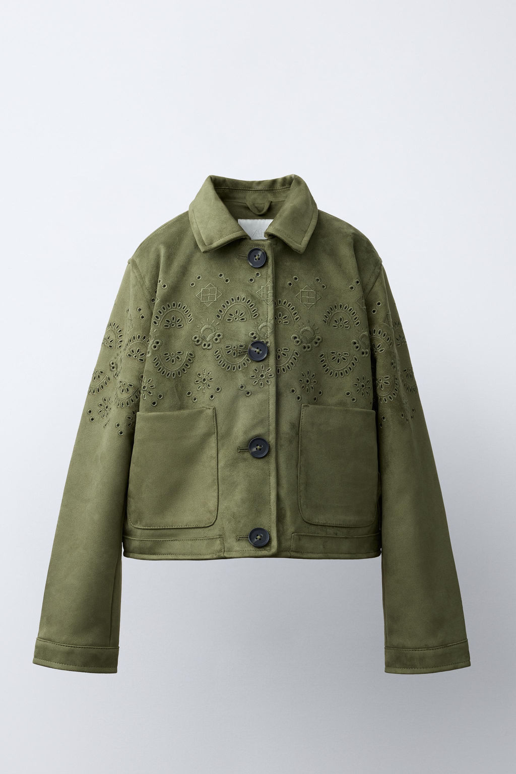CHAQUETA EFECTO ANTE BORDADOS / Khaki