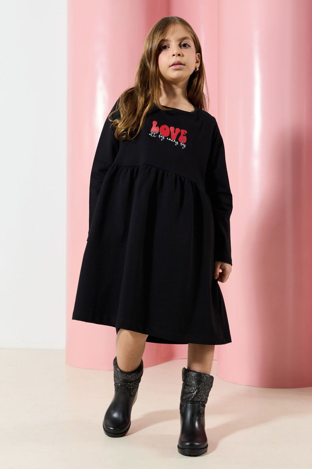 Pembe K?z Cocuk Midi Kurdele Desenli Pamuklu Orme Elbise TKDAW25EL00008 - Trendyolmilla фото 10